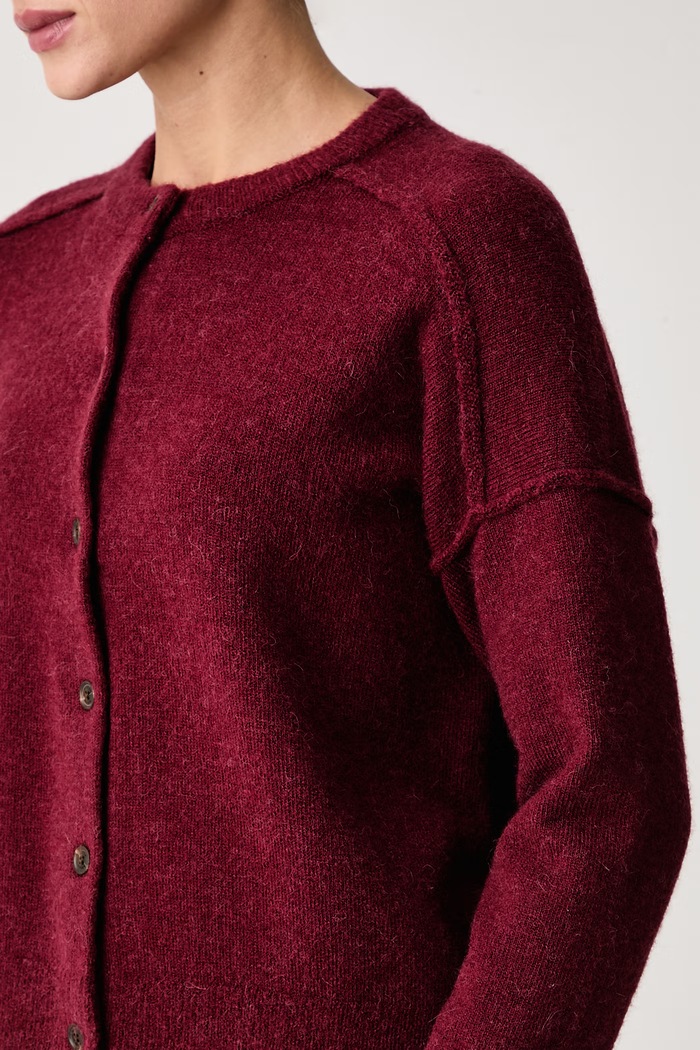Kardigan damski z dodatkiem wełny Scotch & Soda U9B01799T bordowy