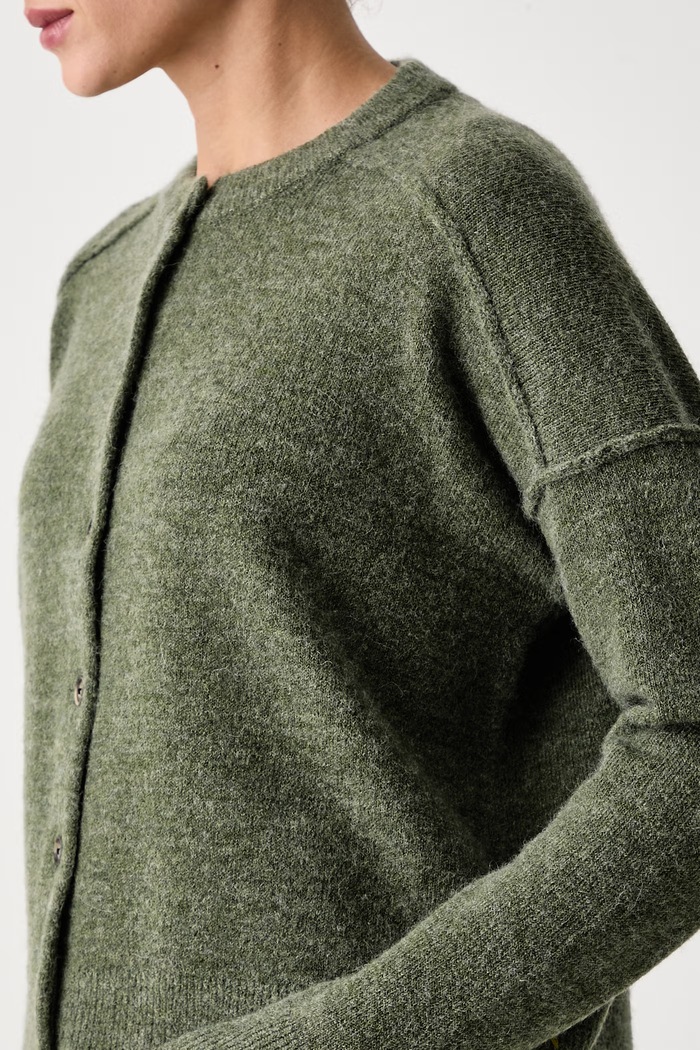 Kardigan damski z dodatkiem wełny Scotch & Soda U9B01799T zielony