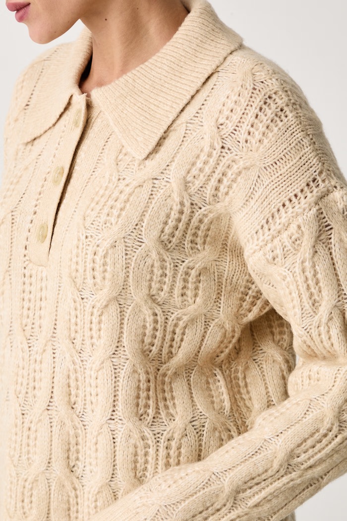 Sweter damski z dodatkiem wełny Scotch & Soda U9B01777T beżowy