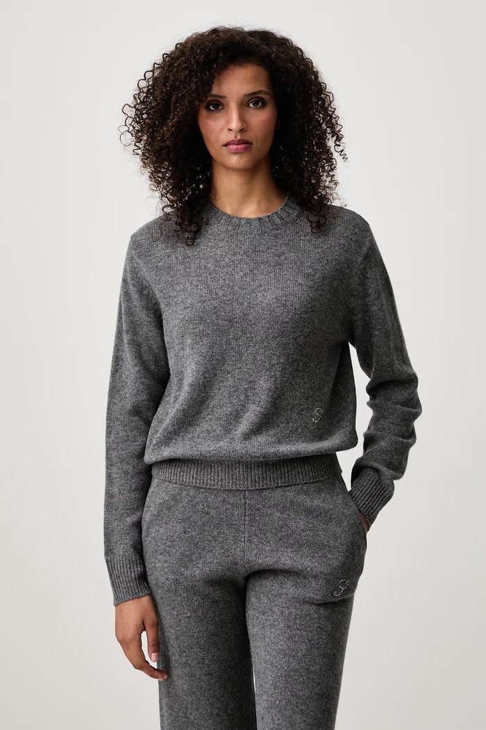 Sporty & Rich S Logo sweter z kaszmirem damski szary WS01282327GY34