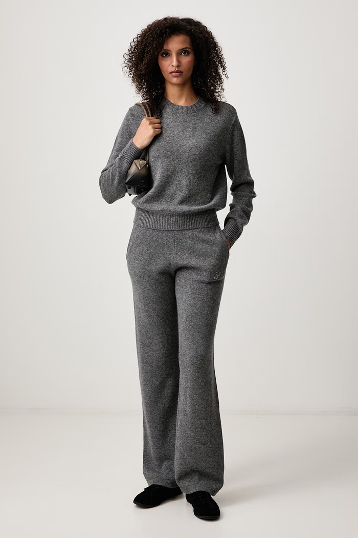 Sporty & Rich S Logo sweter z kaszmirem damski WS01282327GY34 szary AW26