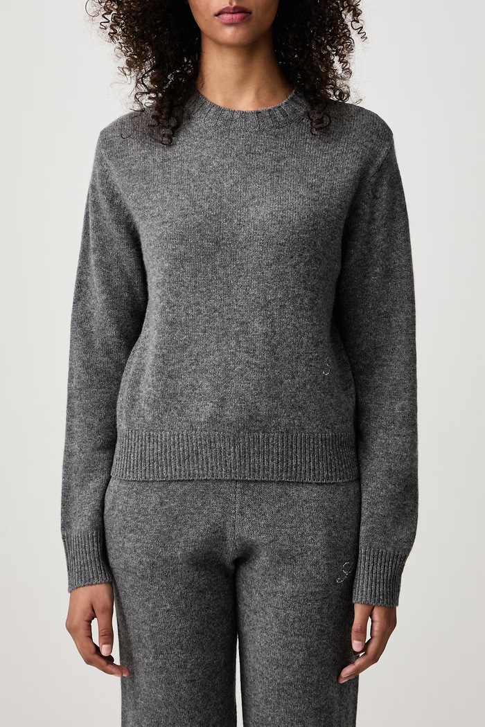 S Logo sweter z kaszmirem damski Sporty & Rich szary WS01282327GY34