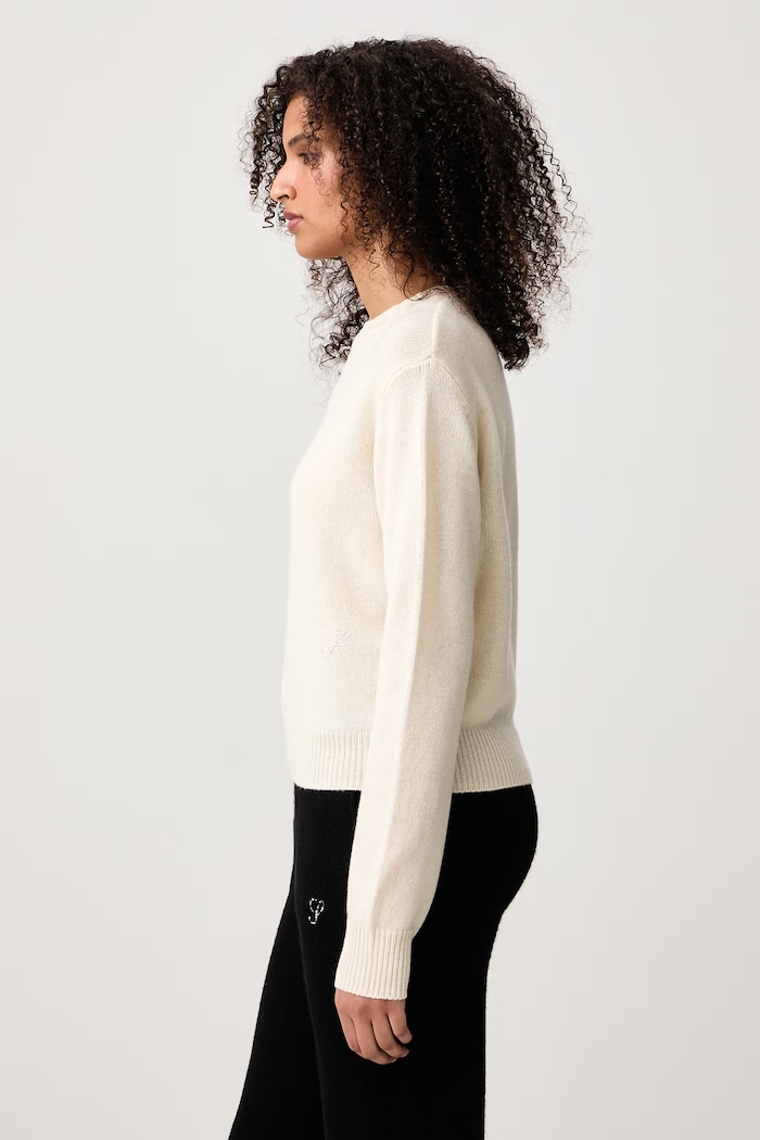 S Logo sweter z kaszmirem damski Sporty & Rich WS01282327CR01 beżowy