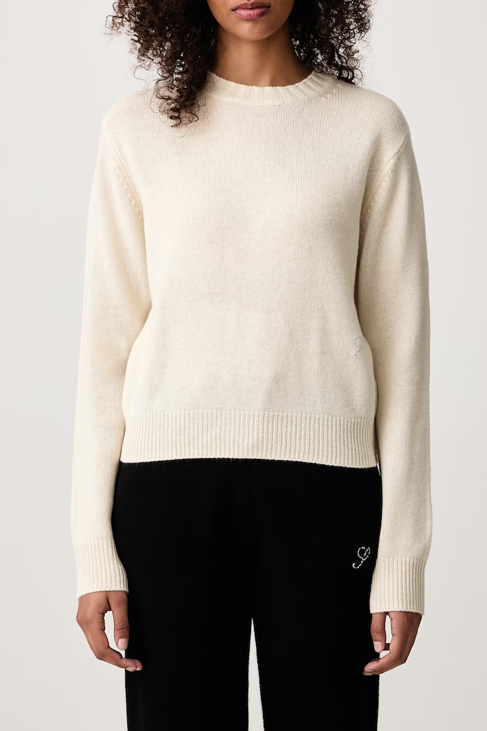S Logo sweter z kaszmirem damski Sporty & Rich beżowy WS01282327CR01