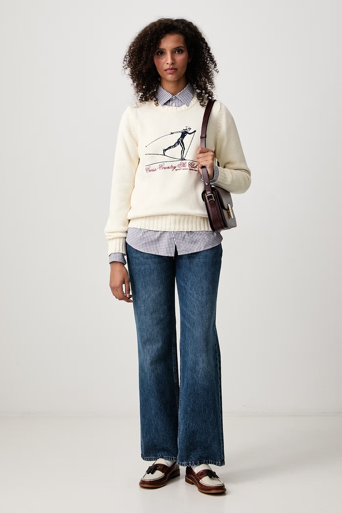 Sporty & Rich Cross Country sweter bawełniany damski WS06582000WH37 beżowy AW26