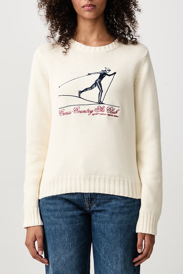 Cross Country sweter bawełniany damski Sporty & Rich beżowy WS06582000WH37