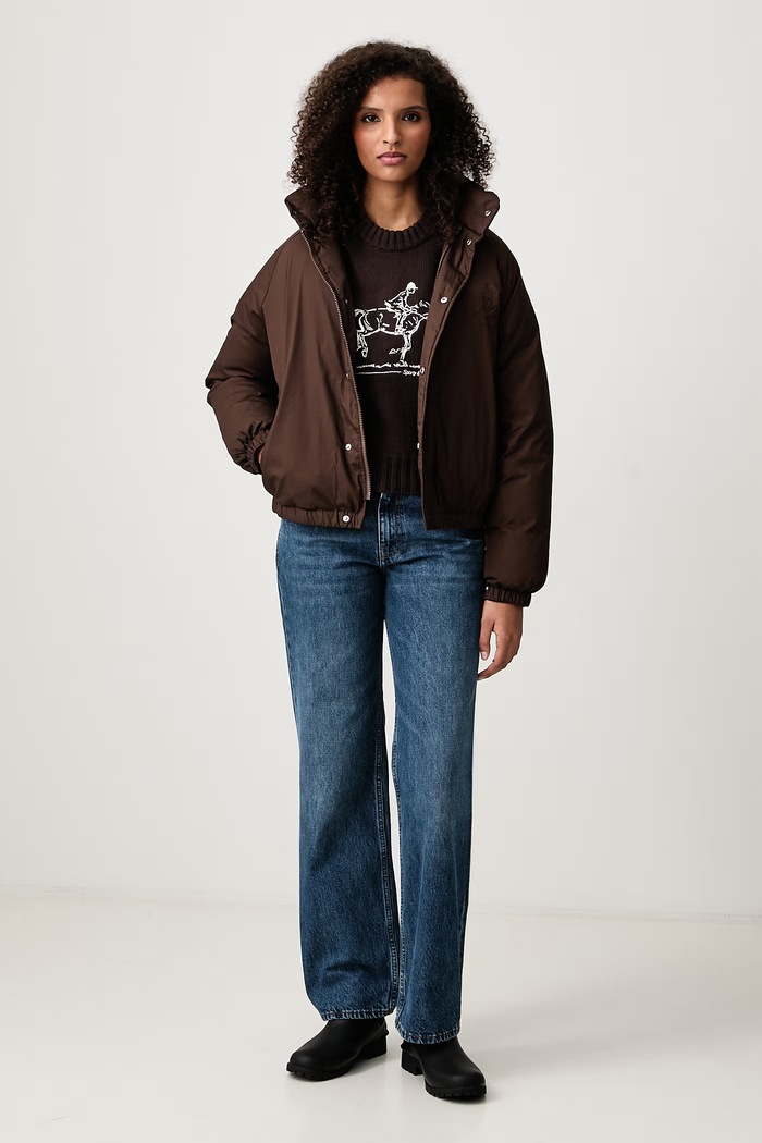 Sporty & Rich Horse sweter bawełniany damski WS11383000BR03 brązowy AW26