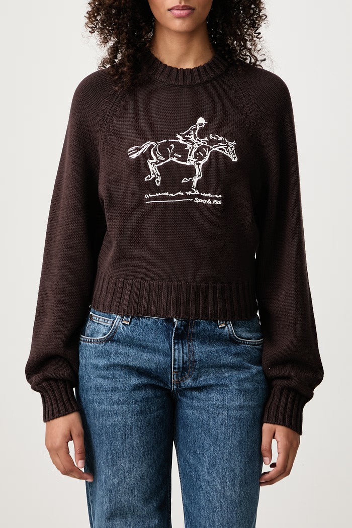 Horse sweter bawełniany damski Sporty & Rich brązowy WS11383000BR03
