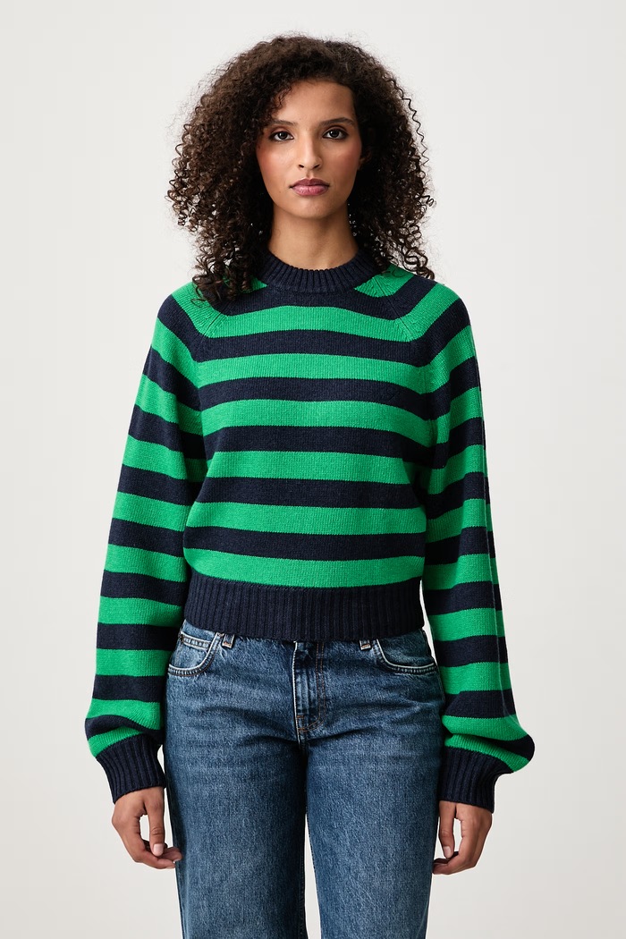 Sporty & Rich Striped sweter wełniany damski granatowy WS10483000WH37