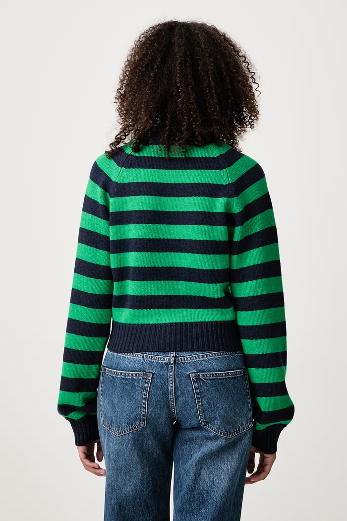 Odzież Sporty & Rich Striped sweter wełniany damski WS10483000WH37 granatowy