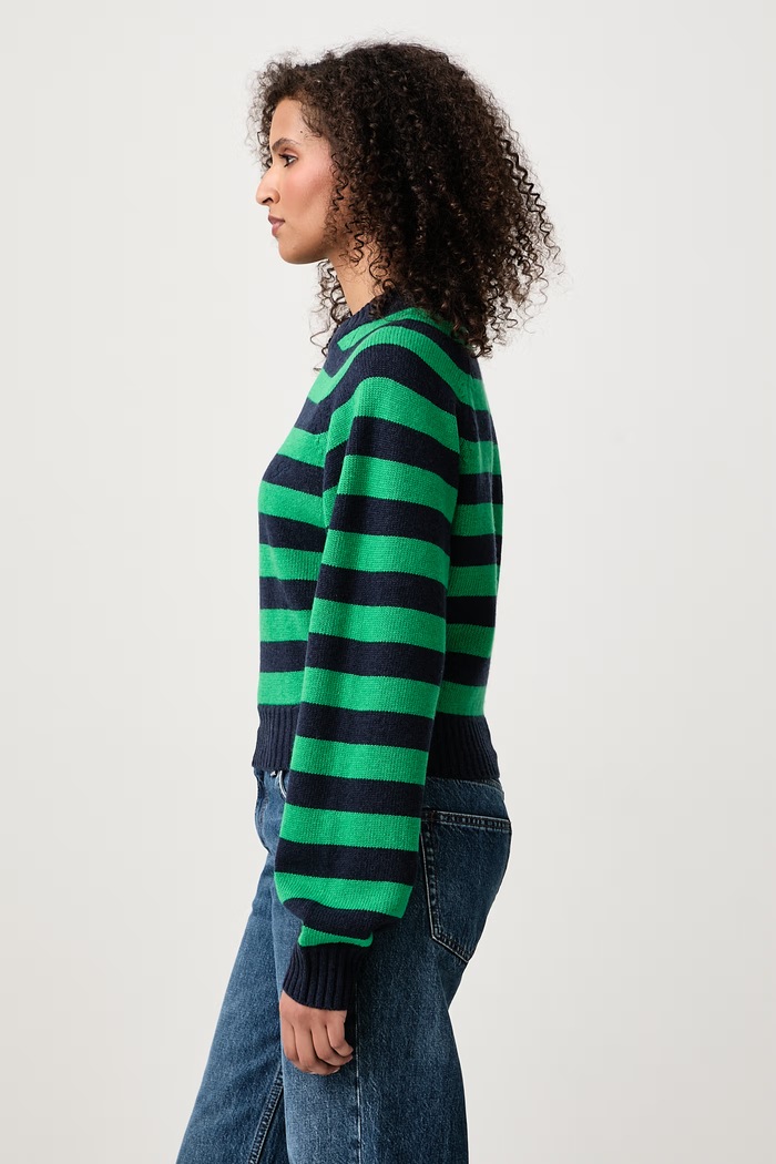 Striped sweter wełniany damski Sporty & Rich WS10483000WH37 granatowy
