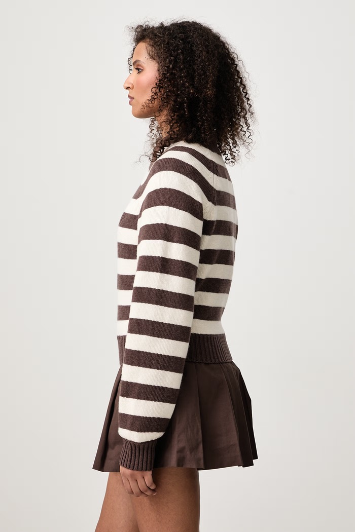 Striped sweter wełniany damski Sporty & Rich WS10483000BR03 brązowy