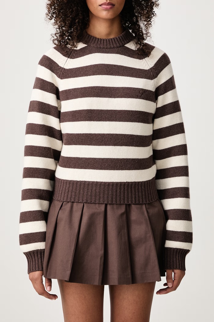 Striped sweter wełniany damski Sporty & Rich brązowy WS10483000BR03