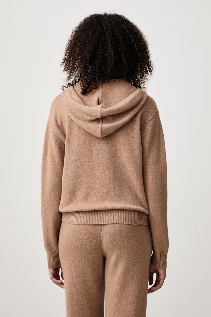 Odzież Sporty & Rich S Logo sweter rozpinany z kaszmirem damski CA00283327BE02 brązowy