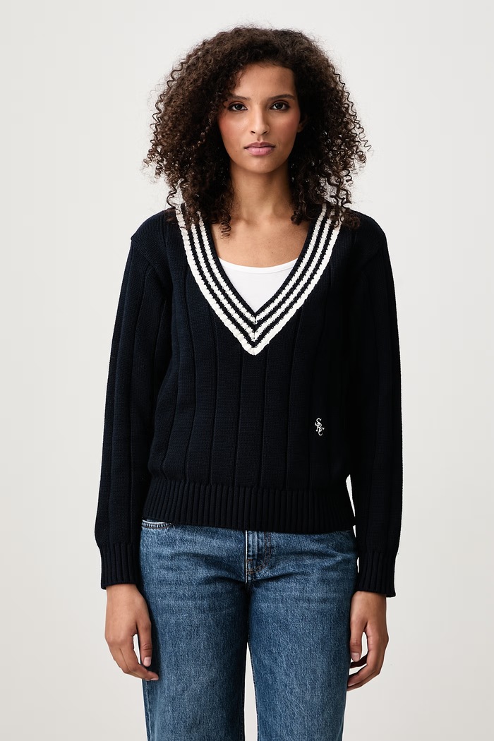 Sporty & Rich SRC Cricket sweter bawełniany damski granatowy WS11585302BL170
