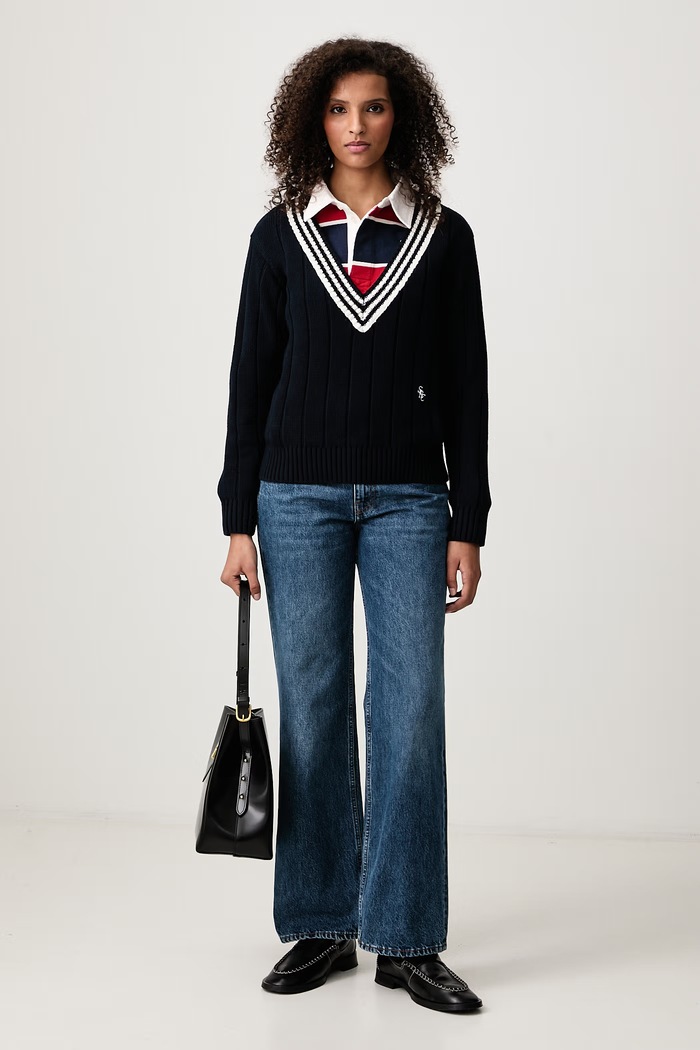 Sporty & Rich SRC Cricket sweter bawełniany damski WS11585302BL170 granatowy AW26