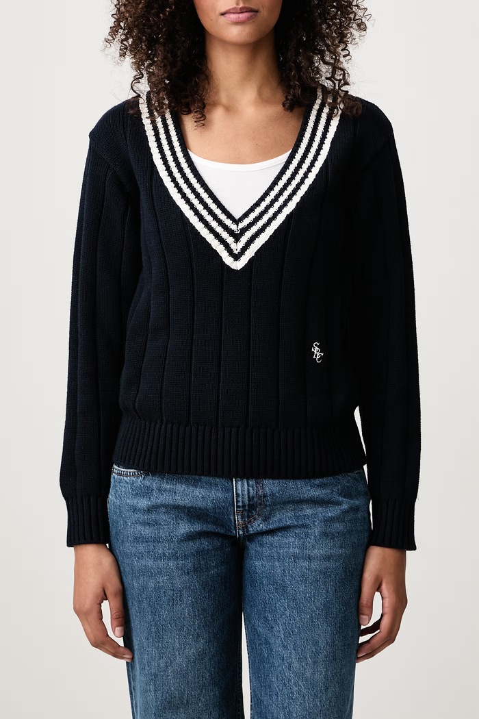 SRC Cricket sweter bawełniany damski Sporty & Rich granatowy WS11585302BL170