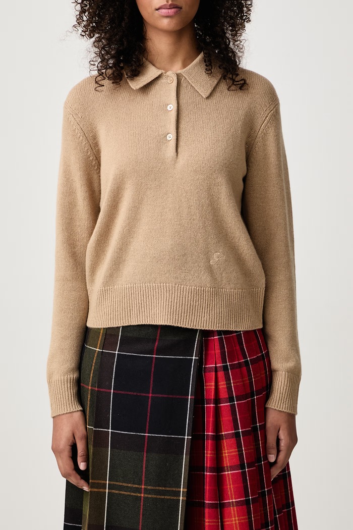S Logo sweter z kaszmirem damski Sporty & Rich brązowy WS07485327BR24