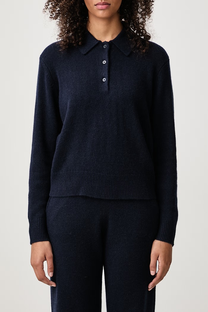 S Logo sweter z kaszmirem damski Sporty & Rich granatowy WS07485327BL106