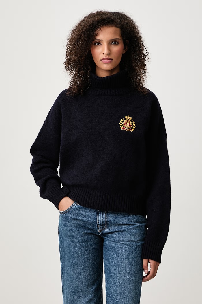 Sporty & Rich NY Crest golf wełniany damski granatowy WS06485243BL106
