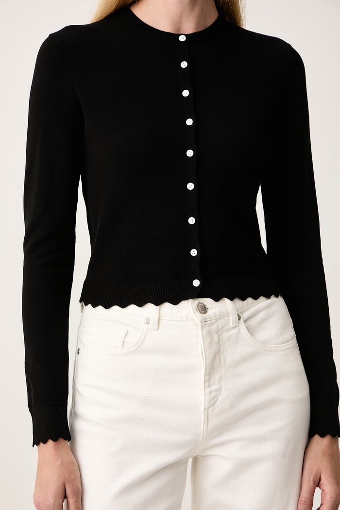 Kardigan damski z wiskozą JULINE CARDIGAN NOIR Le Privé LP00738 czarny