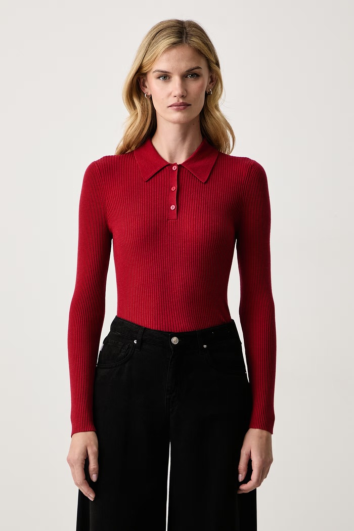 Isabelle Blanche Sweter damski wełniany czerwony IS26FW.M237.F012