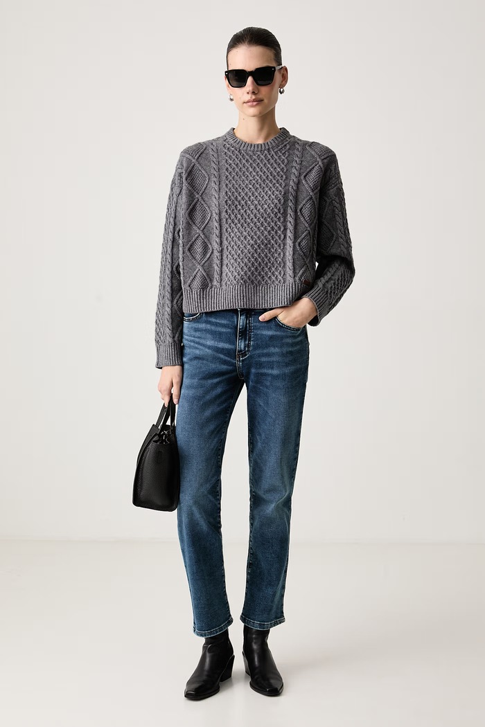 Guess Jeans Sweter damski z dodatkiem wełny W6BR15.Z1260 szary AW26