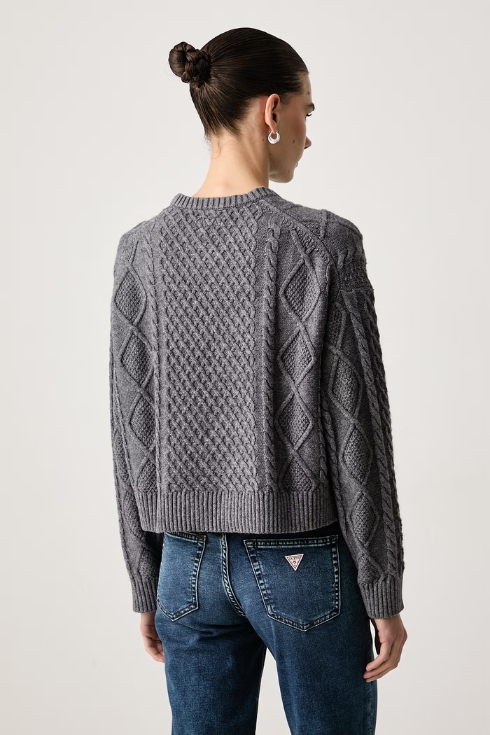 Odzież Guess Jeans Sweter damski z dodatkiem wełny W6BR15.Z1260 szary