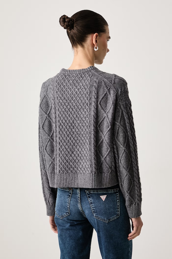 Odzież Guess Jeans Sweter damski z dodatkiem wełny W6BR15.Z1260 szary