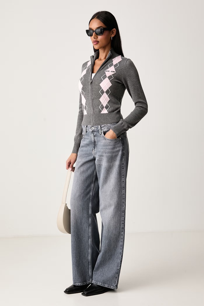 Guess Jeans Ζακέτα γυναικεία με μαλλί W6BR10.Z1253 γκρί AW26
