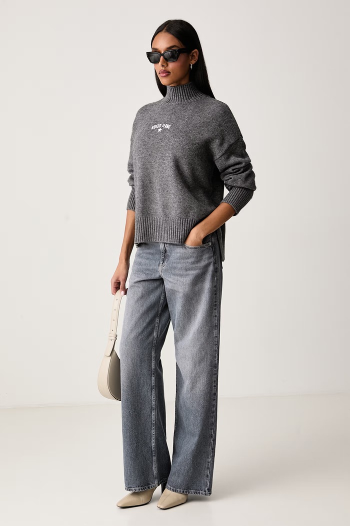 Guess Jeans Poludolčevita za žene s dodatkom vune W6BR09.Z1252 siva AW26