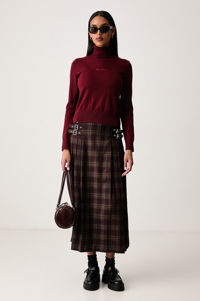 Guess Jeans Dolčevita za žene s dodatkom svile W6BR03.Z1246 bordo AW26