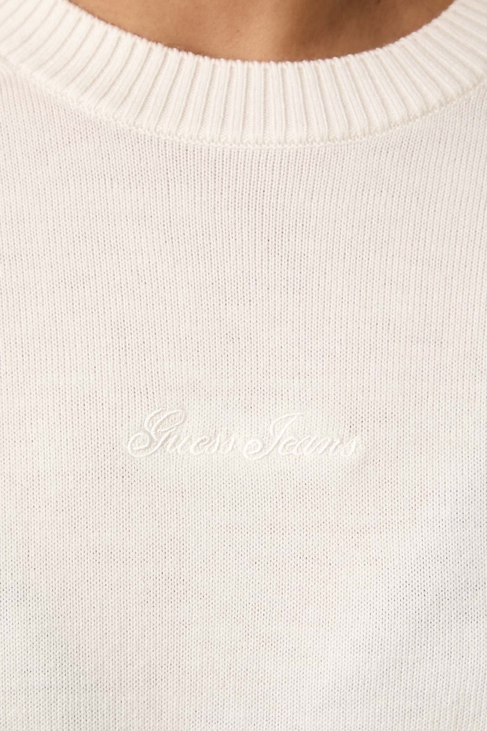 Sweter damski z dodatkiem wełny Guess Jeans beżowy W6BR01.Z1244