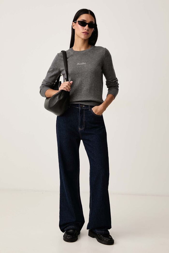 Guess Jeans Sweter damski z dodatkiem wełny W6BR01.Z1244 szary AW26