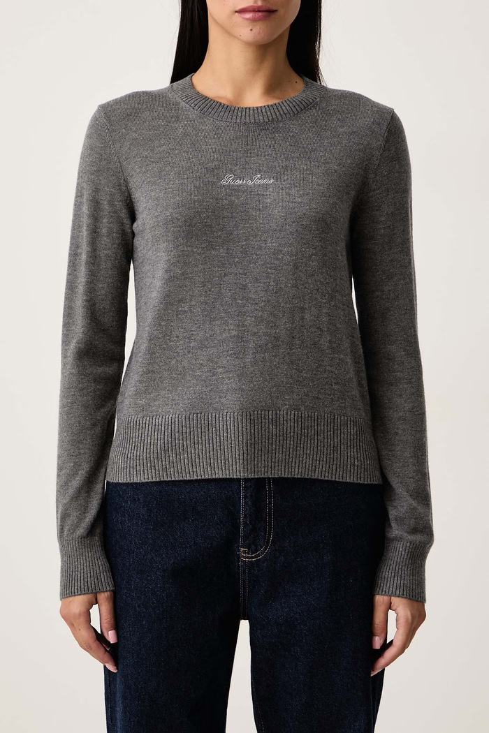 Sweter damski z dodatkiem wełny Guess Jeans W6BR01.Z1244 szary