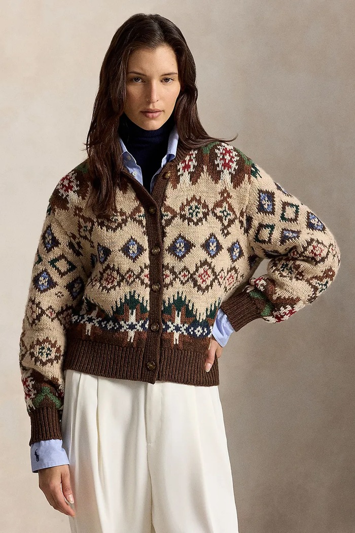 Polo Ralph Lauren Kardigan damski wełniany beżowy 211B23919