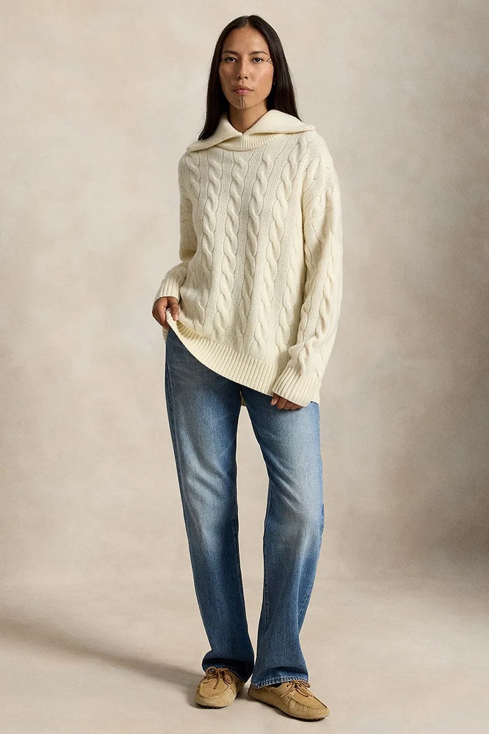 Odzież Polo Ralph Lauren Sweter damski wełniany 211B23922 beżowy