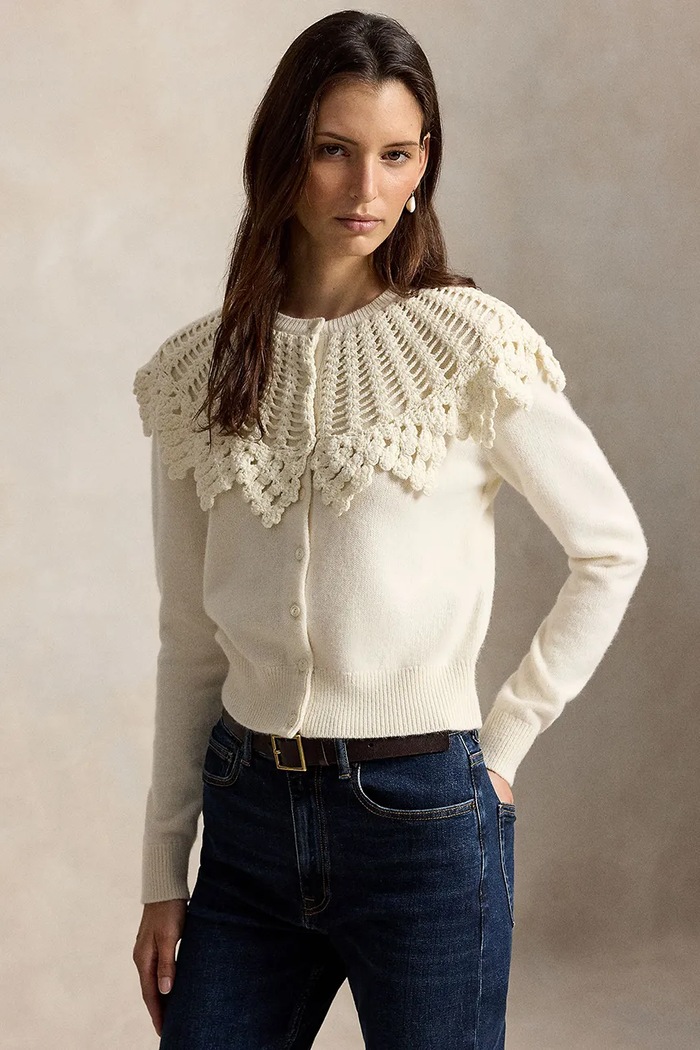 Polo Ralph Lauren Kardigan damski z wełną beżowy 211B23920