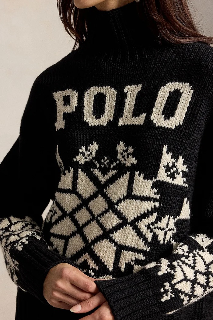 Sweter wełniany damski Polo Ralph Lauren 211B23923 czarny