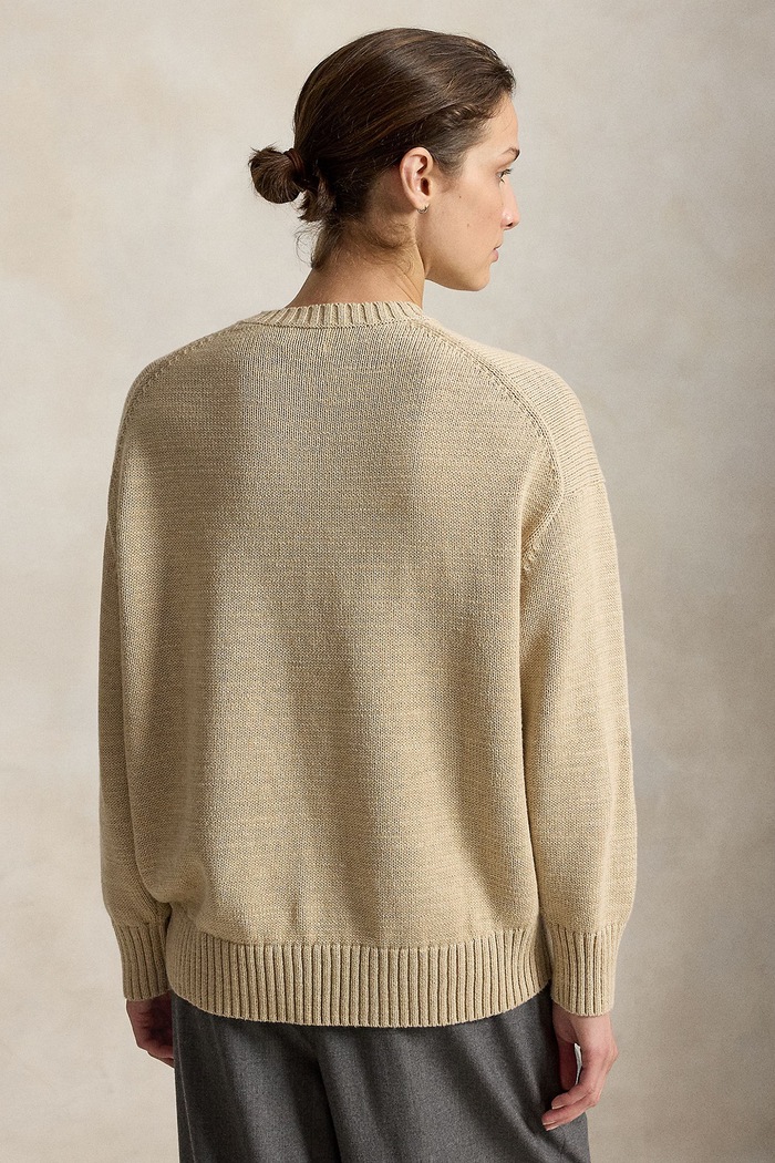Polo Ralph Lauren Sweter damski z dodatkiem wełny i kaszmiru 211B23917 beżowy AW26