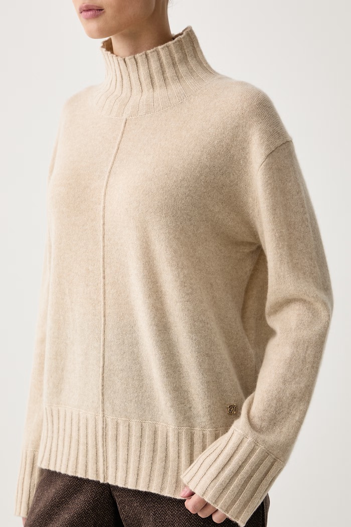 Sweter damski kaszmirowy Mos Mosh 181740 beżowy