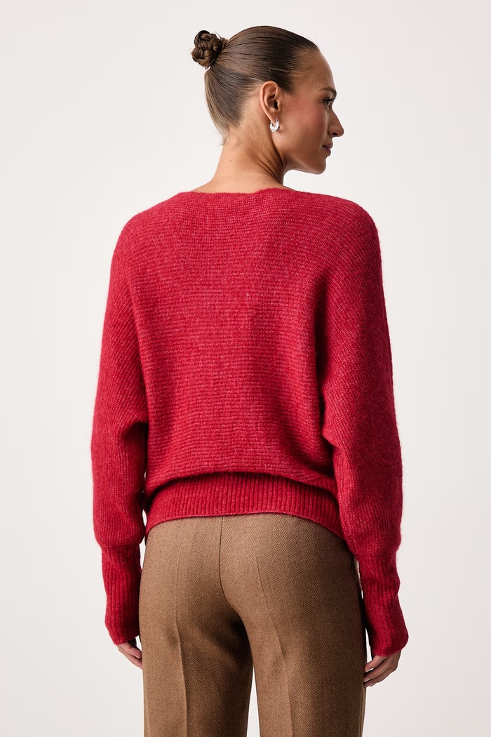 Odzież Mos Mosh Sweter damski z wełną 182750 czerwony