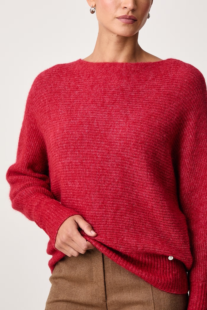 Sweter damski z wełną Mos Mosh 182750 czerwony