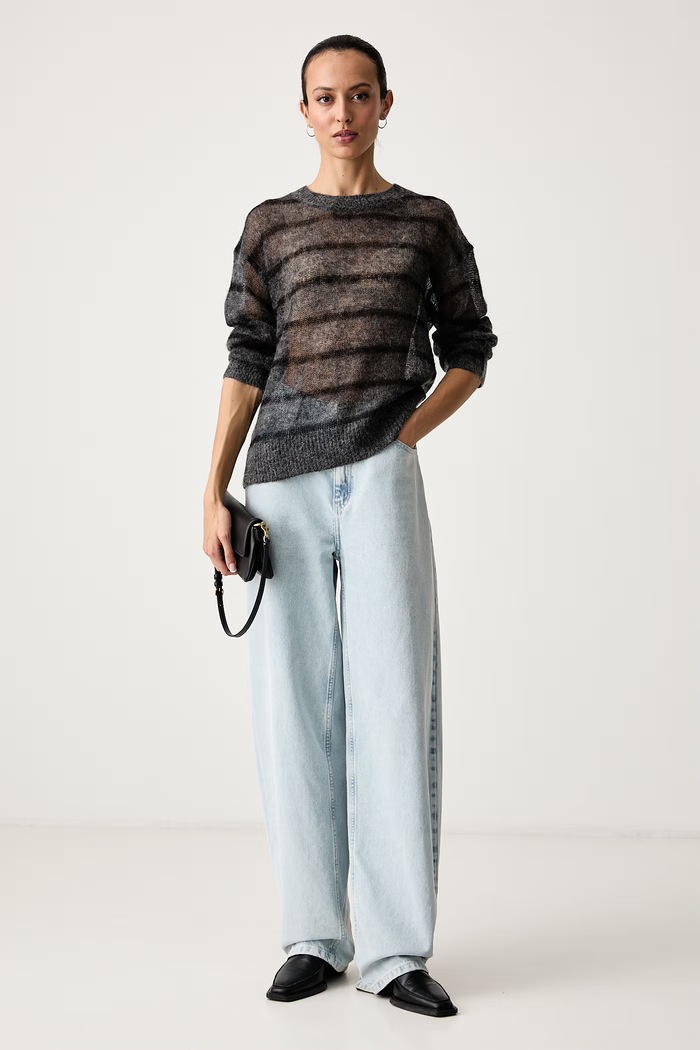 Mos Mosh Sweter damski z wełną 183010 szary AW26