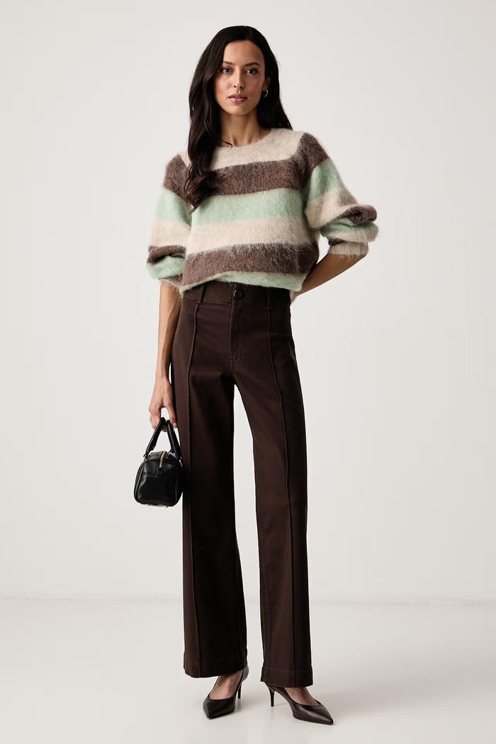 Mos Mosh Sweter damski z wełną 182780 zielony AW26