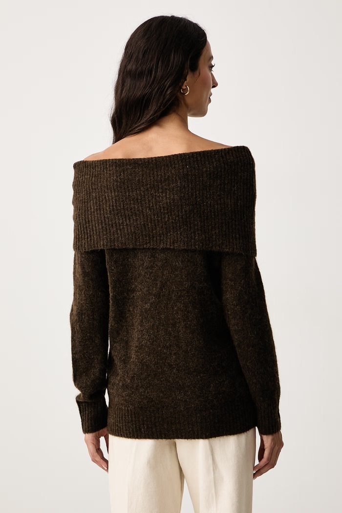 Odzież Mos Mosh Sweter damski z wełną 182180 brązowy