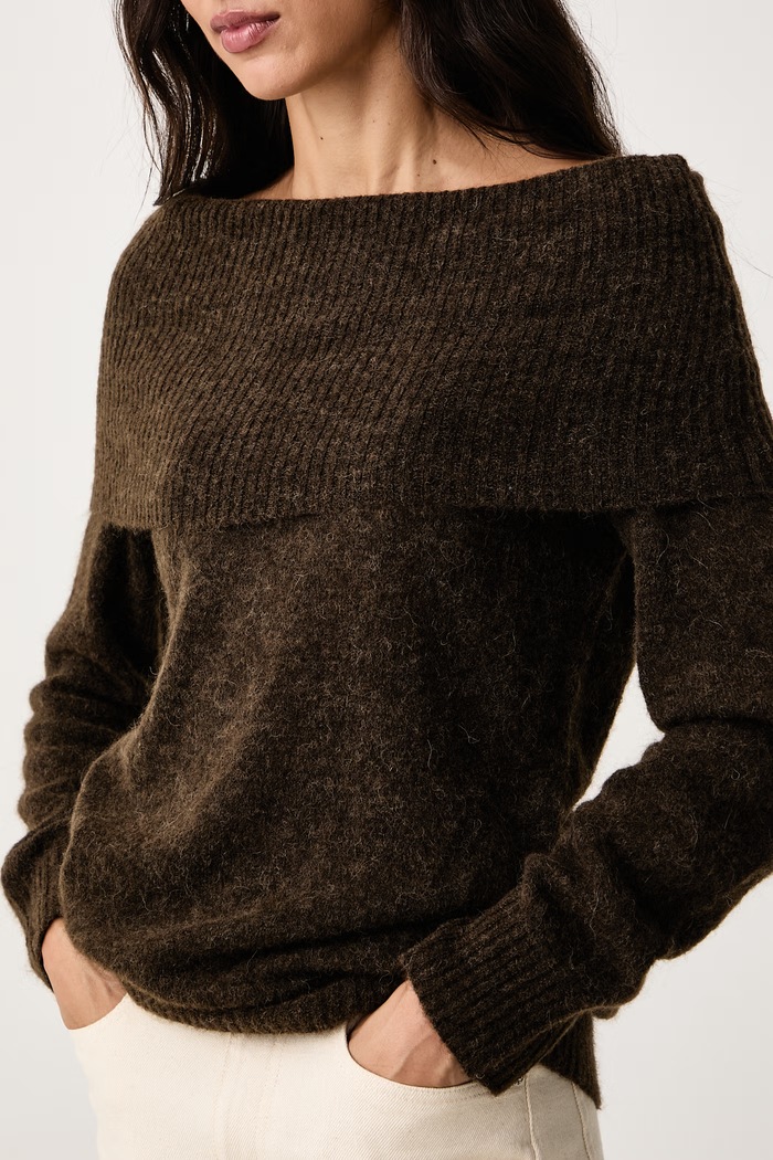 Sweter damski z wełną Mos Mosh brązowy 182180