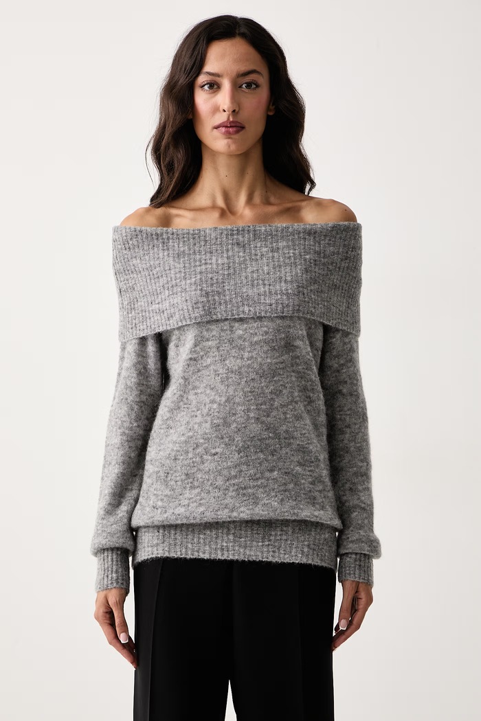 Mos Mosh Sweter damski z wełną szary 182180