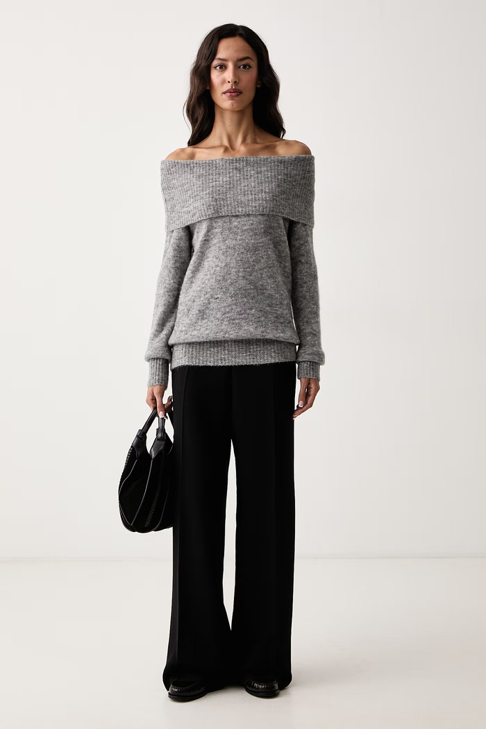 Mos Mosh Sweter damski z wełną 182180 szary AW26