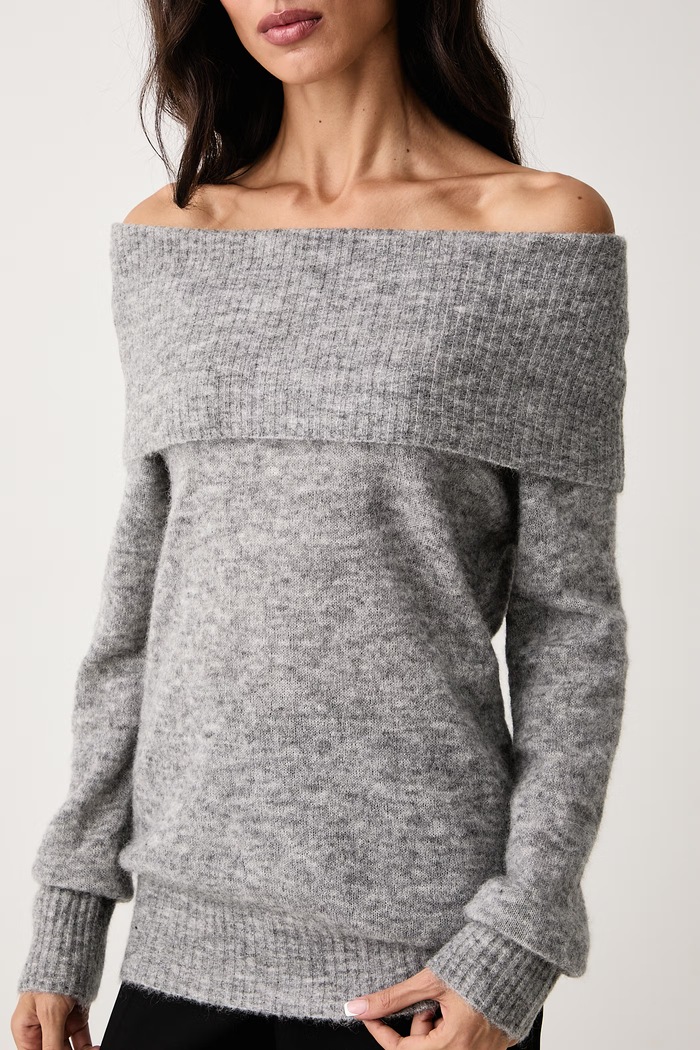 Sweter damski z wełną Mos Mosh 182180 szary
